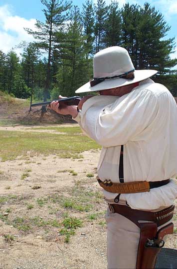 Jake Mountain shooting shotgun left-handed due to injured right shoulder.