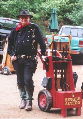 Single Action with his shooting cart.