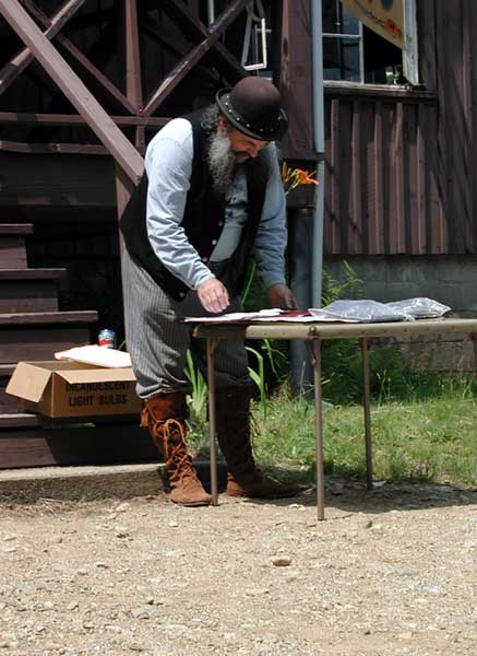 Capt. Side Burns ready to hand out awards at 2004 Fracas at Pemi Gulch.