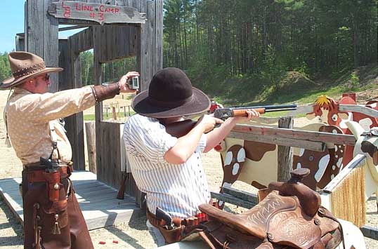 Shooting rifle at Pemi Gulch...