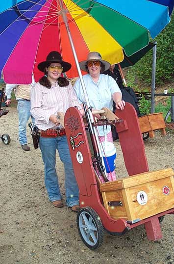 Pistol Packin Punky (right) with granddaughter Steel Slammin Sammy at August 2005 shoot.